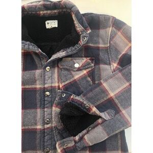 Matix Plaid Shirt Jacket - Blue and Red